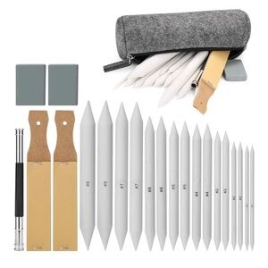 Sketch Drawing Tools, 22 Pieces In Felt Bag-For The Seasoned or Student/Beginner